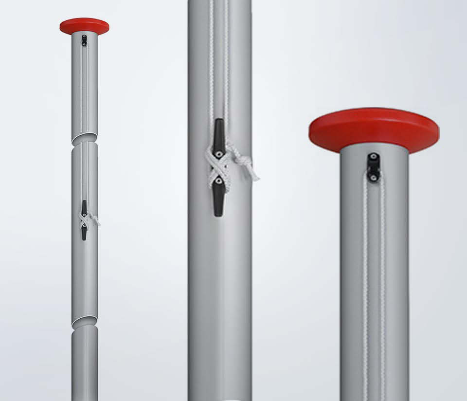 Dekorative PVC-Kappe auf dem Mast (Kappen sind in 5 Formen möglich)